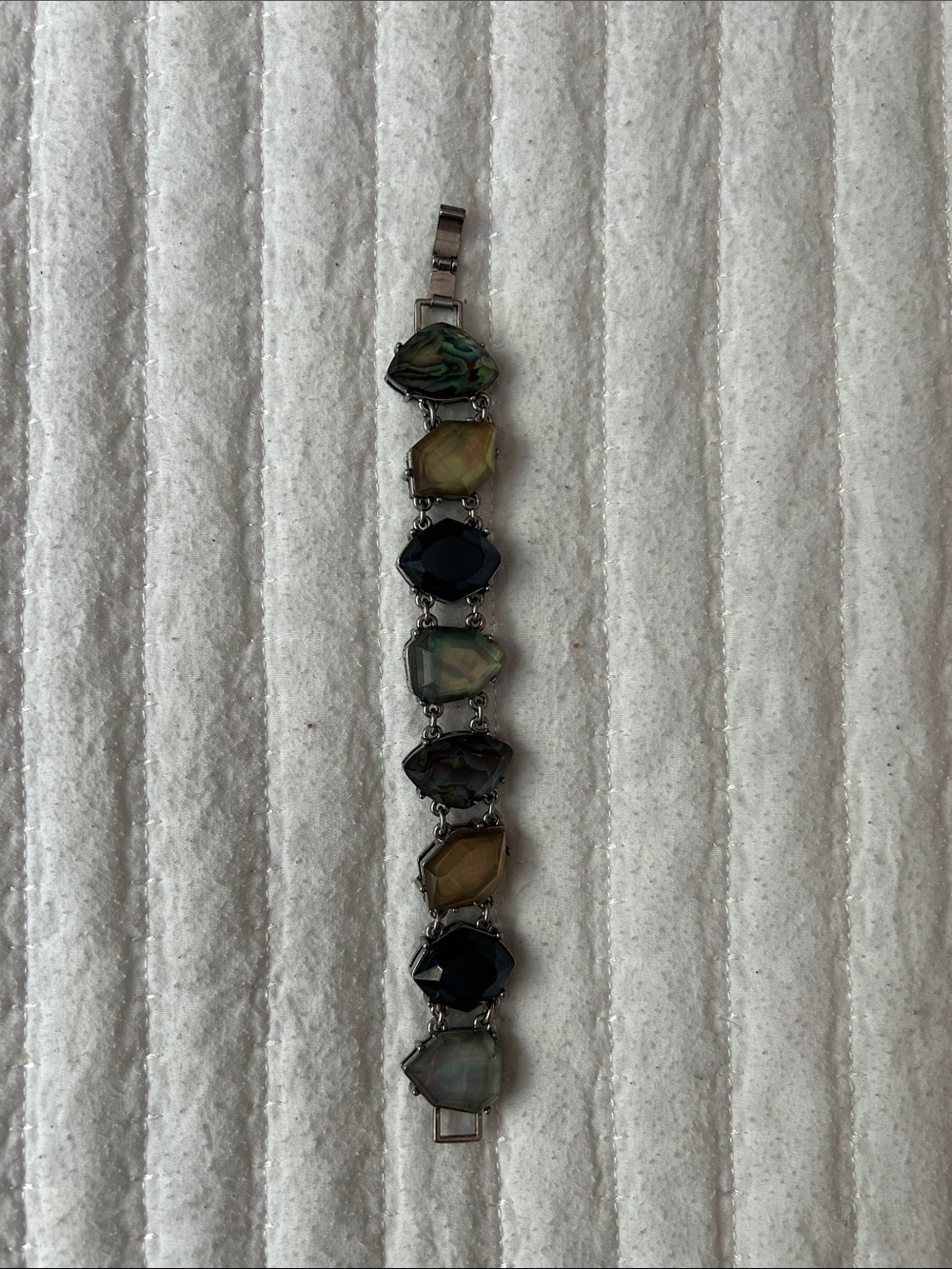 Chloe + Isabel Navy and Cream Gemstone Link Bracelet